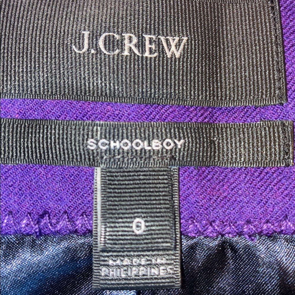 J Crew "Schoolboy" Blazer Women's 0, Purple Wool, Classic tailoring. EUC - Picture 12 of 17